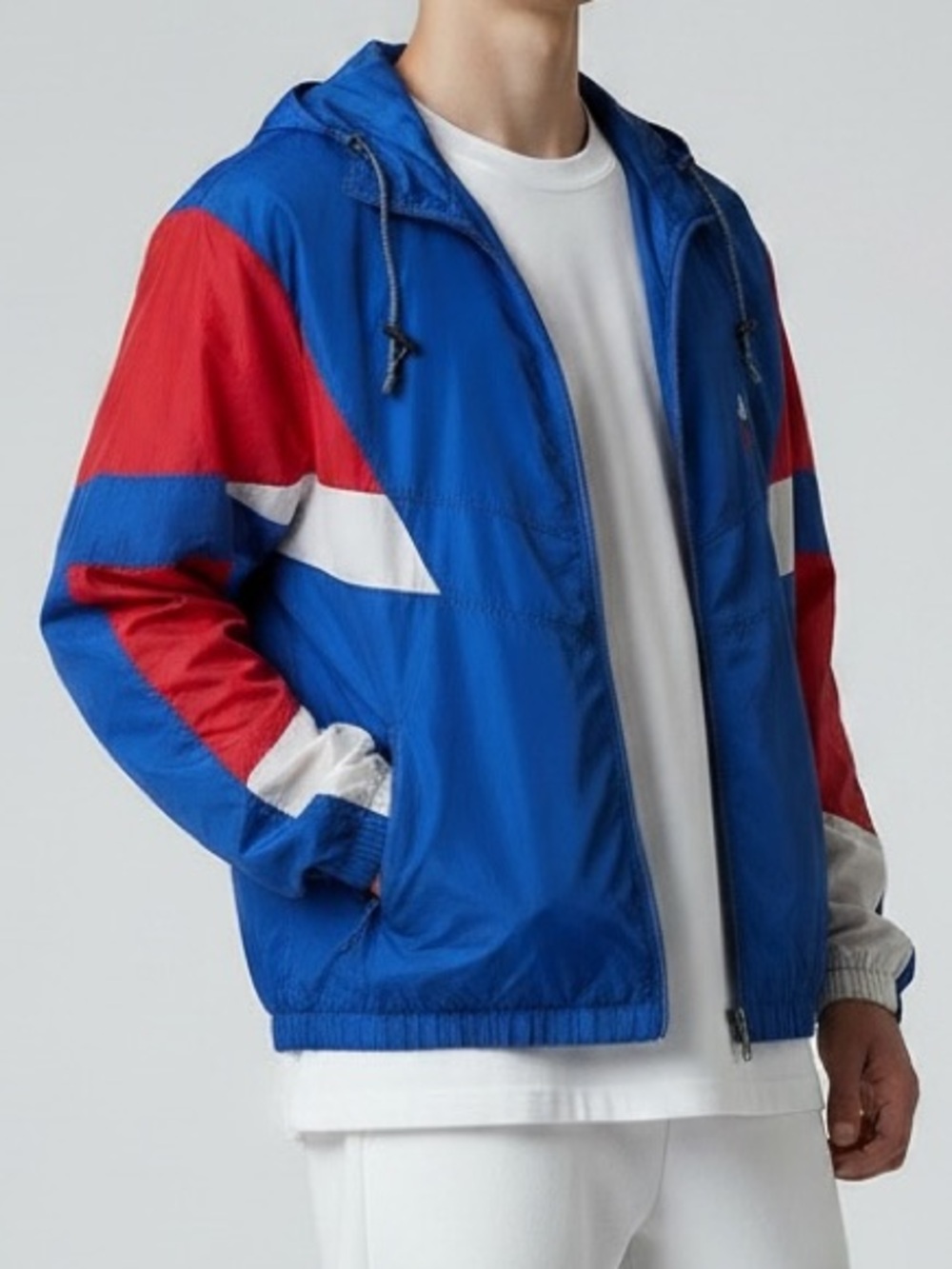 Vintage USA Olympic Apparel full-zip windbreaker with hide-away hood size large